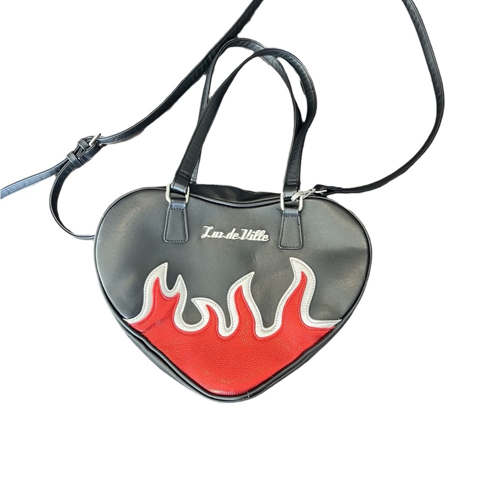 Lux de Ville Black and Red Flame Crossbody Bag